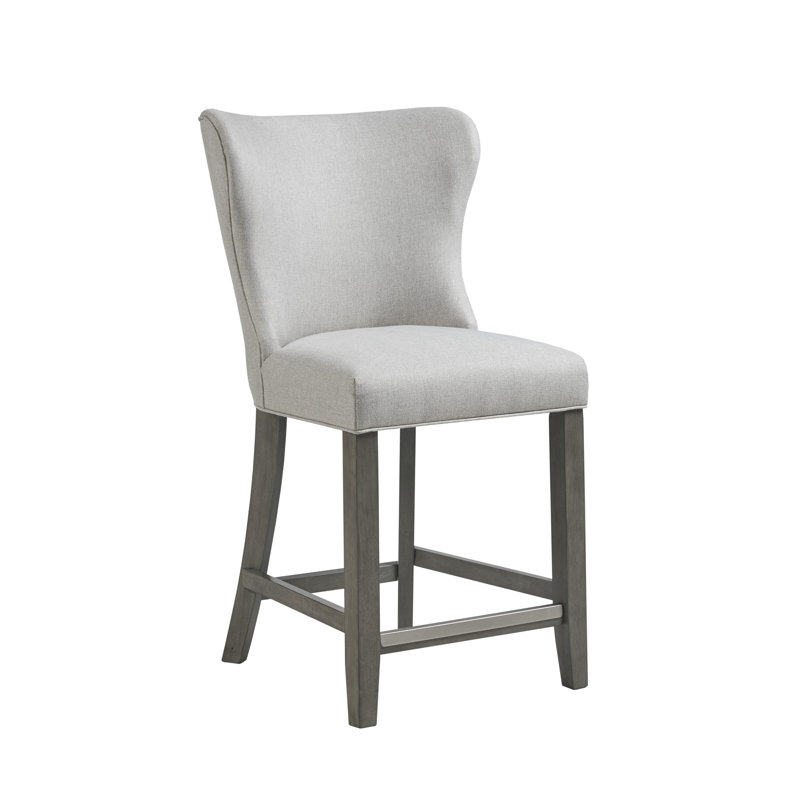 Helena Wing-Back 25.5'' Gray Upholstered Counter Stool