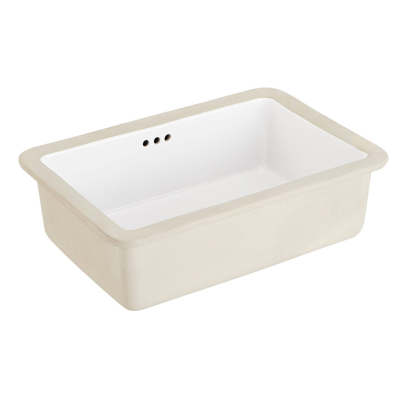 18" Destin White Porcelain Rectangular Undermount Bathroom Sink with Overflow