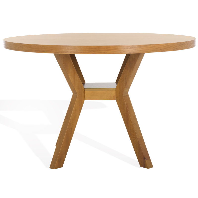 Round Solid Wood Base Dining Table, Natural