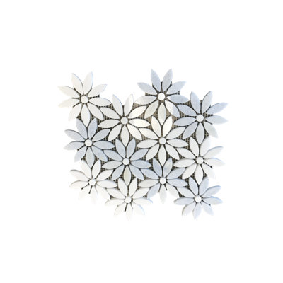 Carreau de mosaïque fantaisie en marbre 11 po x 9 po Celeste Petals