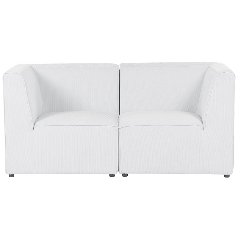 Barbaraa 2 Seater Corduroy Sofa, White