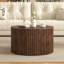 Table basse ronde à plateau relevable avec rangement caché, design moderne en bois cannelé pour le salon, durable et élégant-72063366