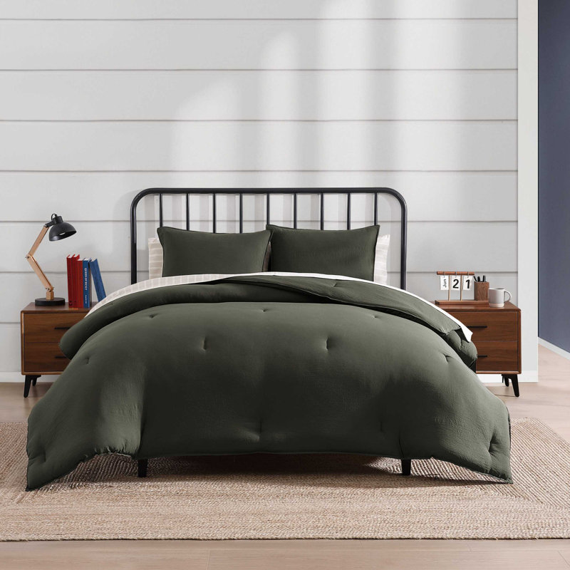 Ensemble d'édredon réversible uni Tommy Hilfiger, Grand édredon et 6 pièces supplémentaires, Vert