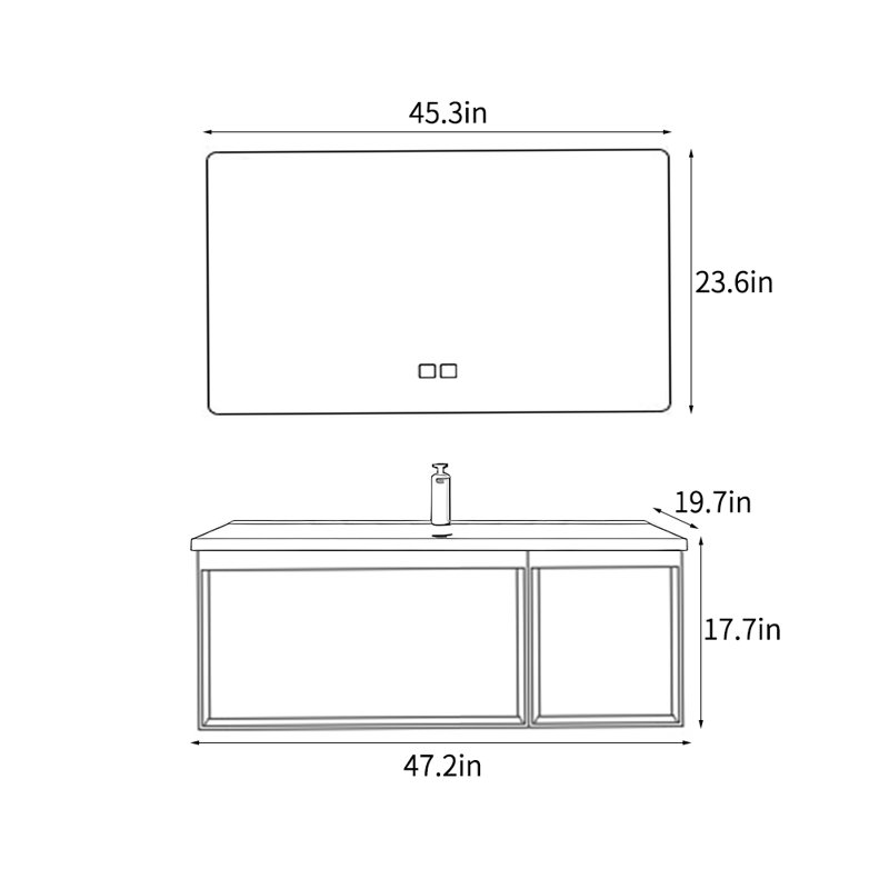 Armoire de salle de bain moderne minimaliste, Noir