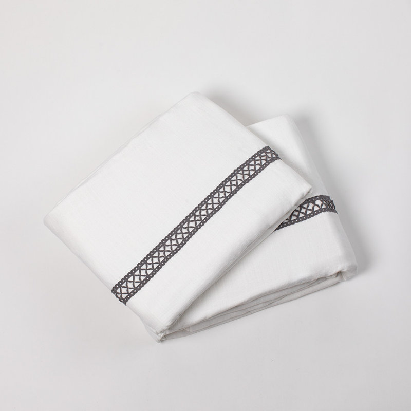 Housse de couette standard en coton Phee, Housse de couette pour très grand lit, gris