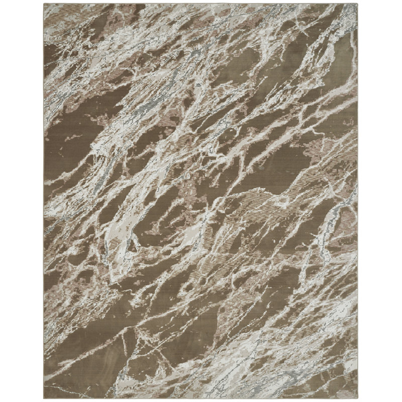 Narooma Mocha Stone Marble Area Rug, Rectangle 9'6" x 13'