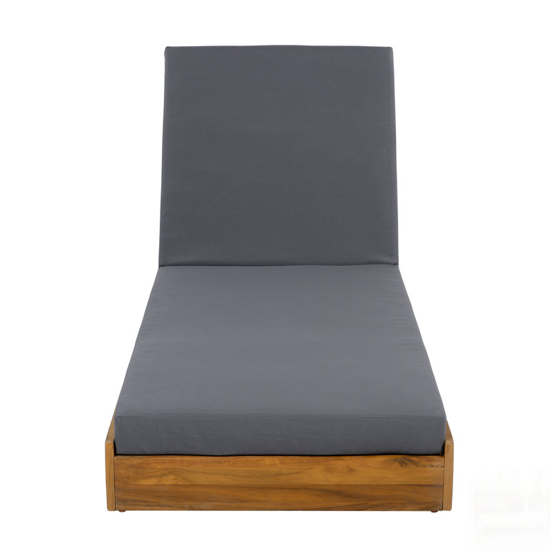 Acacia Wood Lounge Chaise Set With Water-Resistant Cushions, Adjustable Reclining, And Durable Outdoor Design, Dark Gray