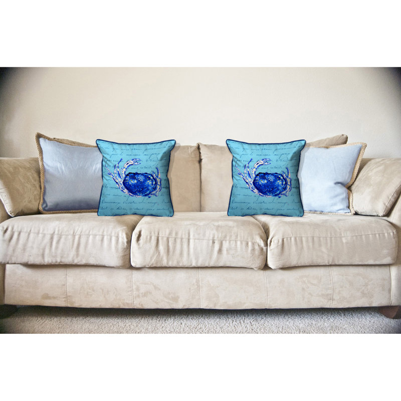 Script Crab Outdoor Reversible Throw Pillow, Large