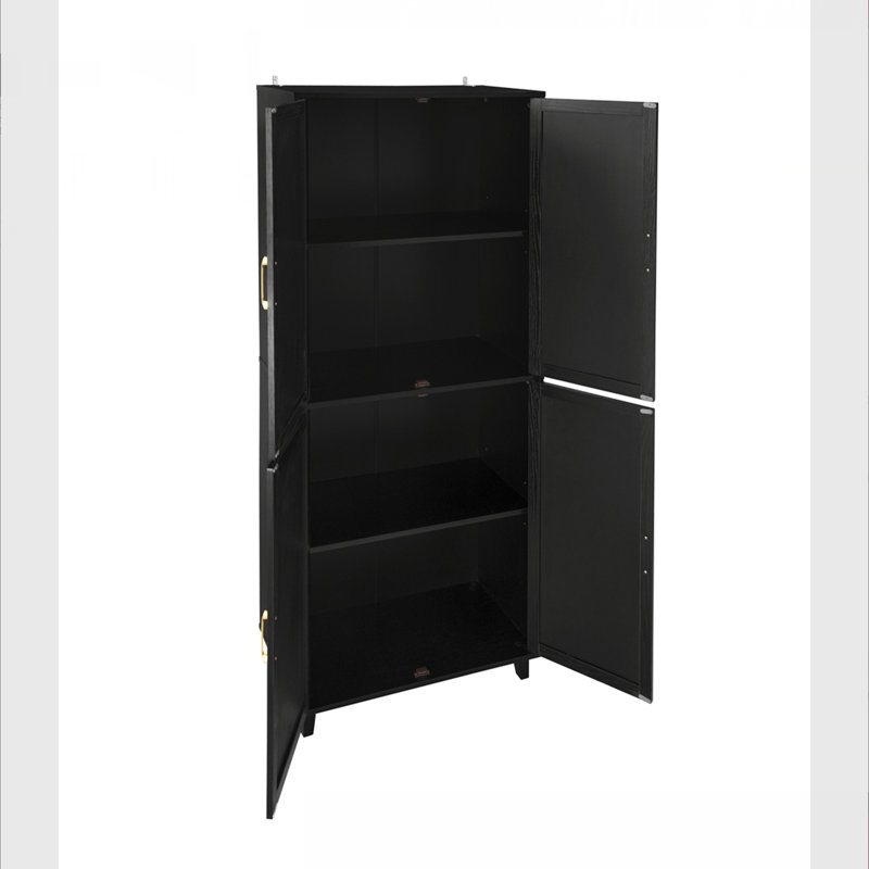 4 Door Storage Cabinet, Noir