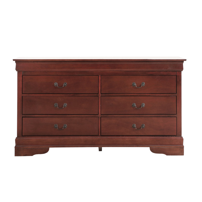 La commode de chambre G3100-d en cerisier - conception traditionnelle avec des éléments charmants, des moulures courbées et des structures métalliques attrayantes