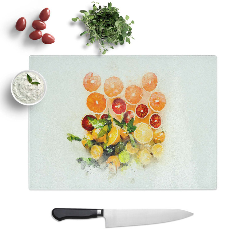 Tempered Glass Citrus Fruits Chopping Board, 39 cm W x 28.5 cm L