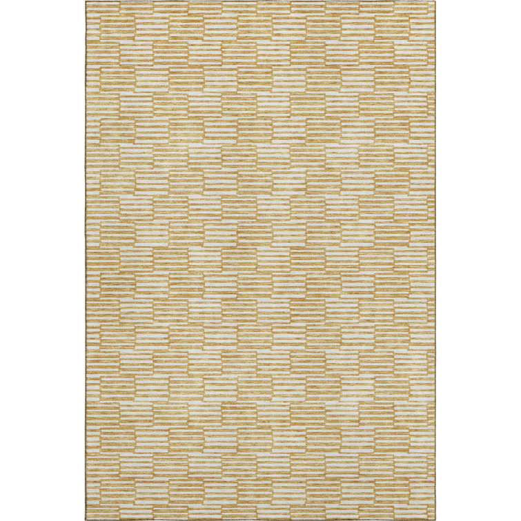Premium Machine Washable Prisco Gold Rug