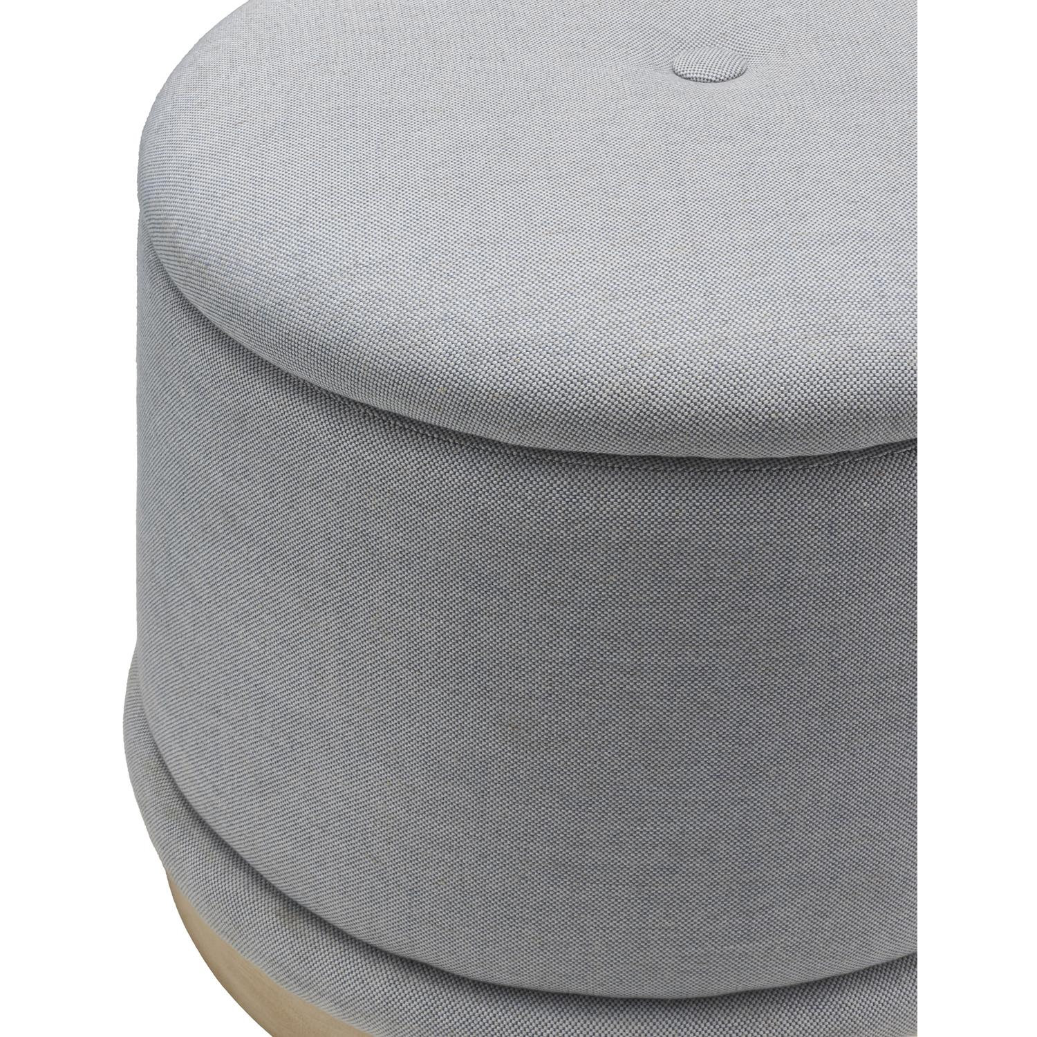 Nellya 20" Linen Upholstered Ottoman, Gray Polyester/Linen