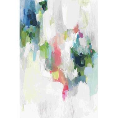 Bungalow Rose Fontvieille Blue Pink Peacock Watercolor II On Canvas Print