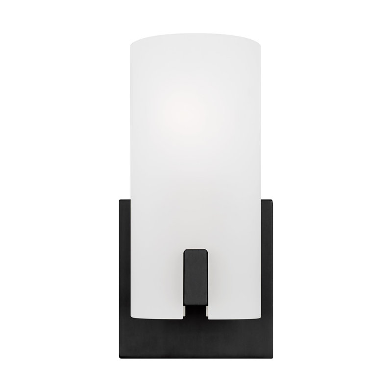 Midnight Black Etched Glass Cylinder Wall Sconce