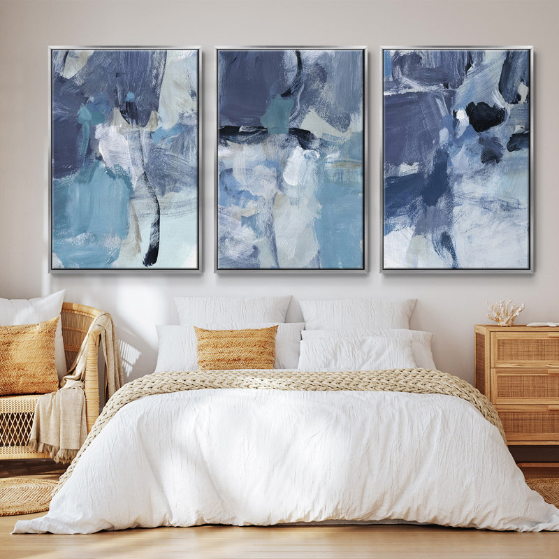 «Paper Scene I», ensemble de 3 reproductions sur toile, H 27 po x l 54 po, Argent