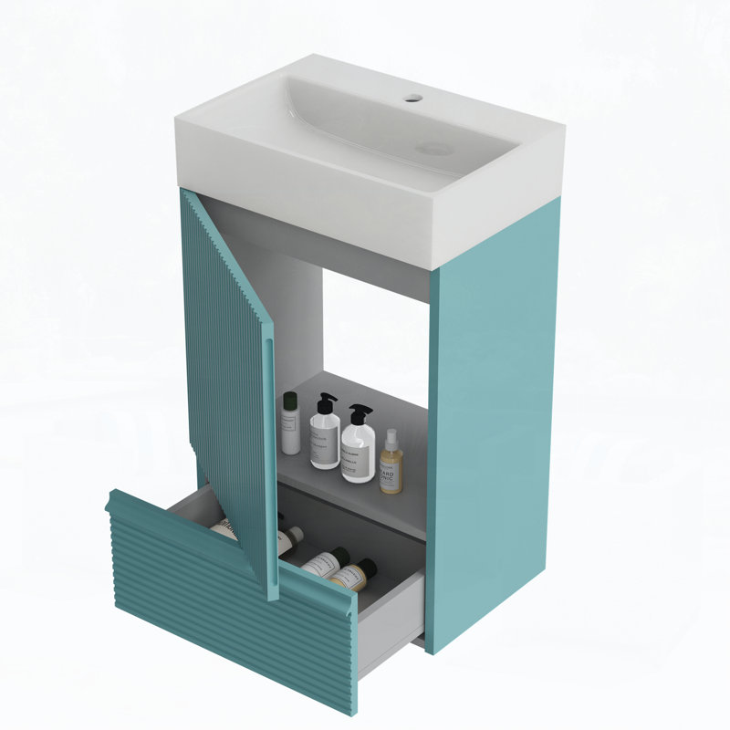 Meuble-lavabo de 20 po avec lavabo, Turquoise