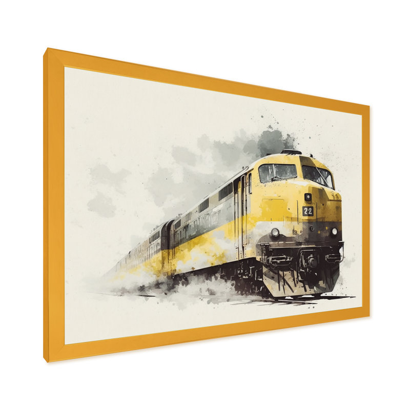 Rythme du train I - train de transport, art mural, salon, Encadrement doré, L 44 po x H 34 po