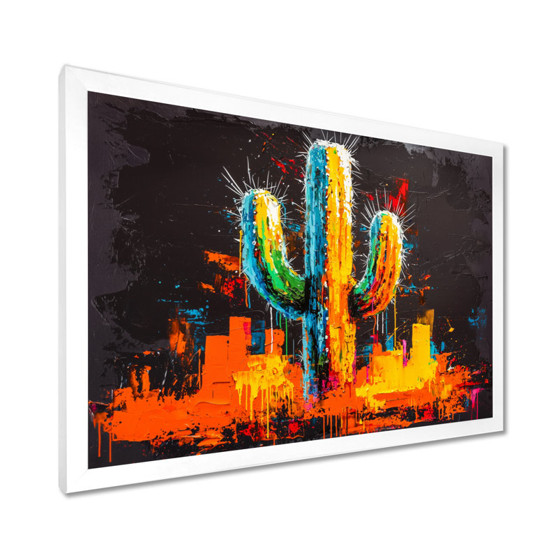 Décoration murale Pop Art Cactus au Nevada - Floral Cactus, H 12 po x l 20 po, Blanc