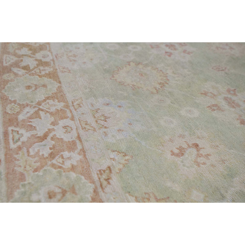 Hand-Knotted High-Quality Green and Red Area Rug