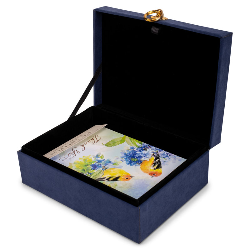 Stationery Set Suede Navy Bird Friends