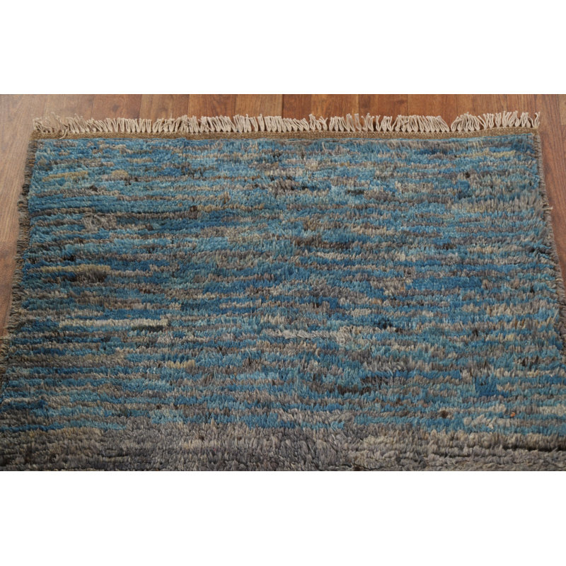 One-of-a-Kind 2'9" X 10' New Age Runner Wool Area Rug in Blue