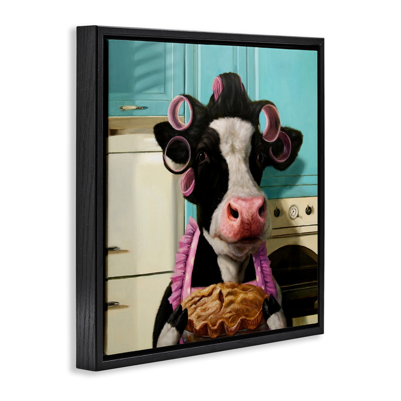 Tarte à la vache glamour, H 18 po x l 18 po, Cadre flottant noir de jais