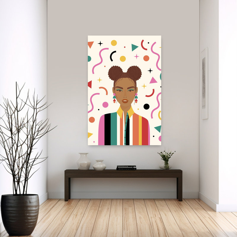 Art contemporain, portrait audacieux et coloré, H 60 po x l 40 po