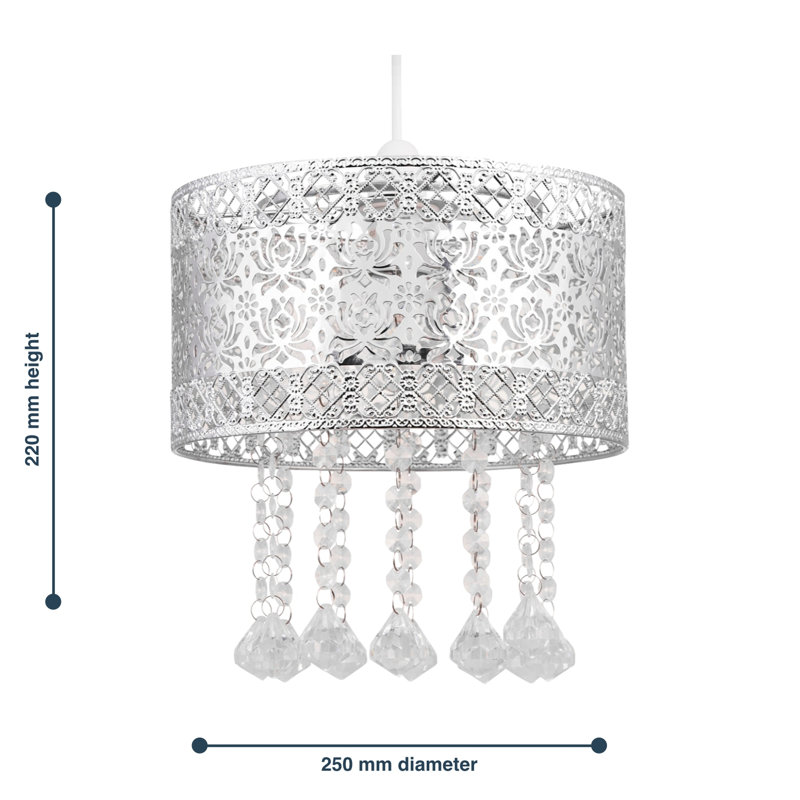 22cm H Metal Drum Pendant Shade ( Uno ), Chrome