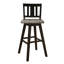 Ensemble de 2 chaises de style pub en bois massif, gris et noir patiné, pivotant sur 360 °, dossier à lattes verticales pour salle à manger rustique, 2 chaises grises / noires patinées, bois d'hévéa, pièce-1241853019