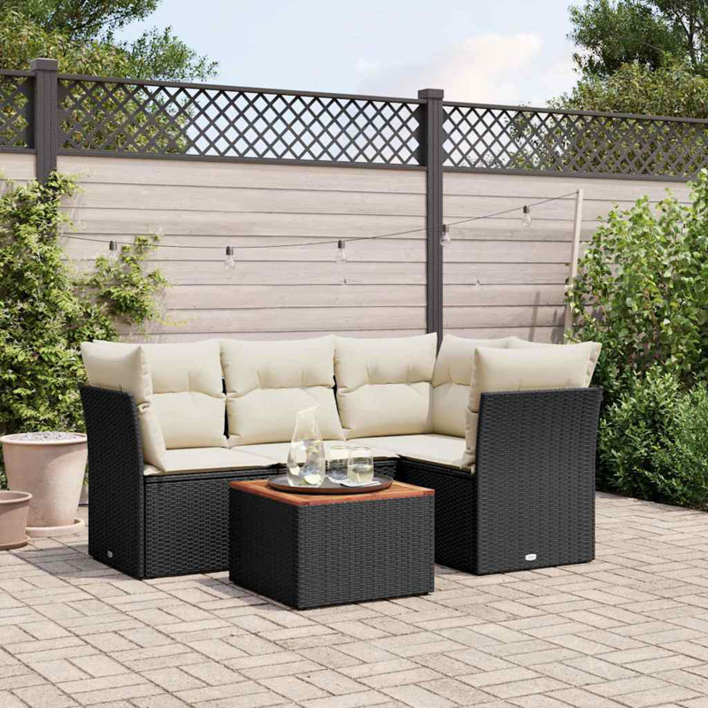 Ensemble de canapé de jardin modulaire en rotin PE noir Vidaxl