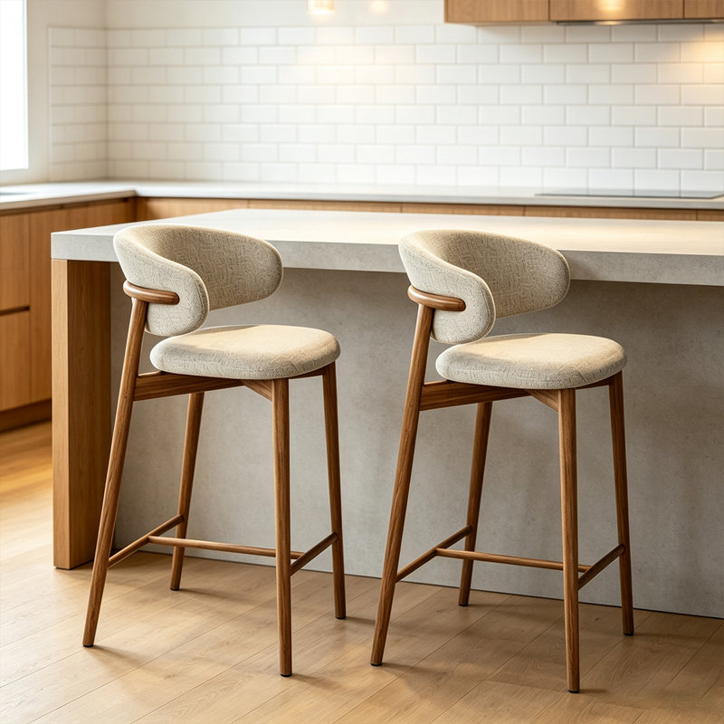 Chaise d'appoint à dossier rembourré en noyer (lot de 2), 46.06"