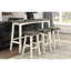 Table de salle à manger à hauteur de comptoir en bois massif - 4, transitionnelle, blanche et basse, table de 72 po, tabourets de 24,5 po, capacité de 250 lb, mobilier simple à assembler transitionnel et facile