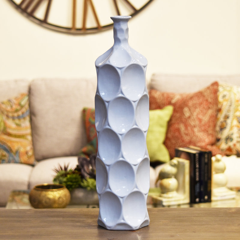 Vase de table 17,75 po Eaglin, H 22 po x l 5,5 po x p 5,5 po, Blanc