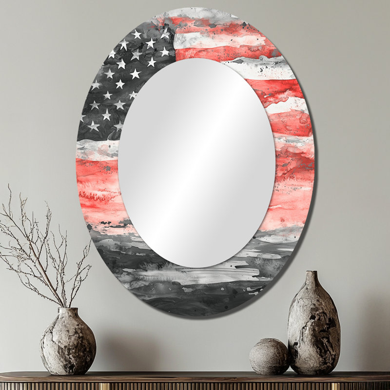 Miroir décoratif sur métal Patriot Us Flag Memories I - Paysages, 40 po x 30 po