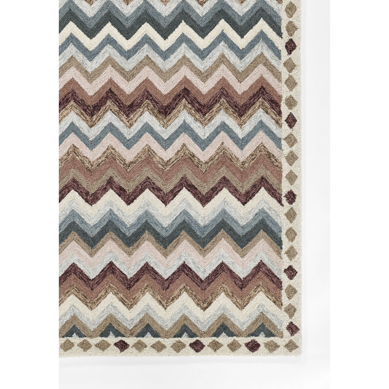 Abbott Hand Tufted Wool Chevron / Zig Zag Area Rug in Brown, Rectangle 9' x 12'