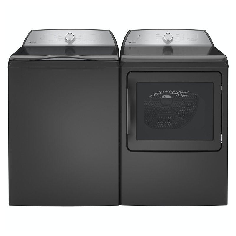 GE Profile 5.0 cu. ft. ENERGY STAR Top Load Washer with Smarter Wash Technology and FlexDispense + 7.4 cu. ft. ENERGY STAR Electric Dryer with Sanitize Cycle and Sensor Dry