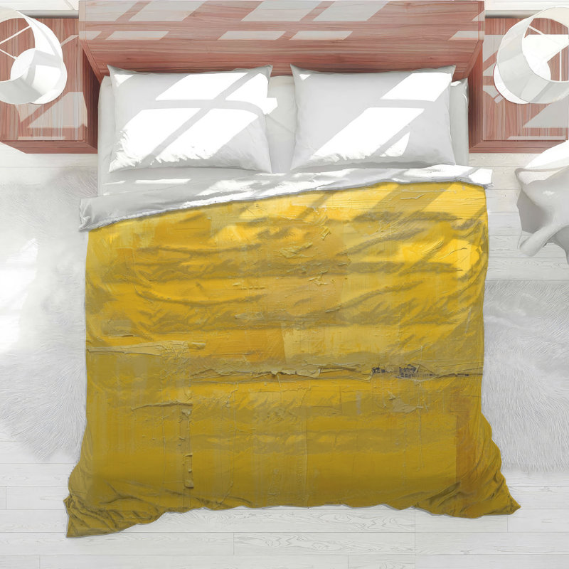 Édredon texturé jaune abstrait, Grand lit