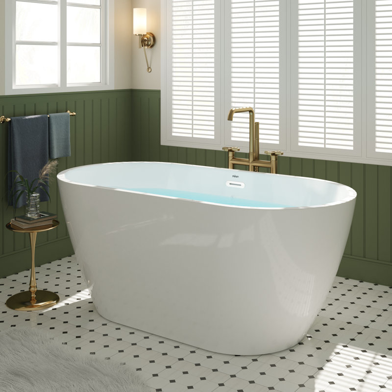 Baignoire de trempage autoportante Bali, H 22,80 po x L 55,10 po x l 28 po, Chrome Drain