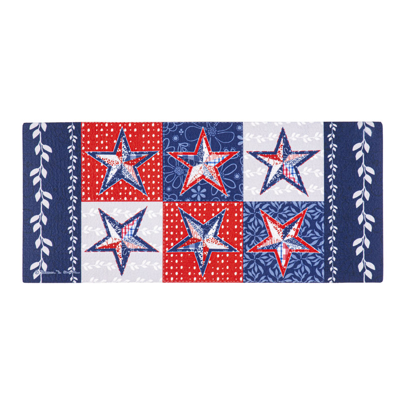 Tapis rouge, blanc et bleu à motif d'étoiles Sassafras
