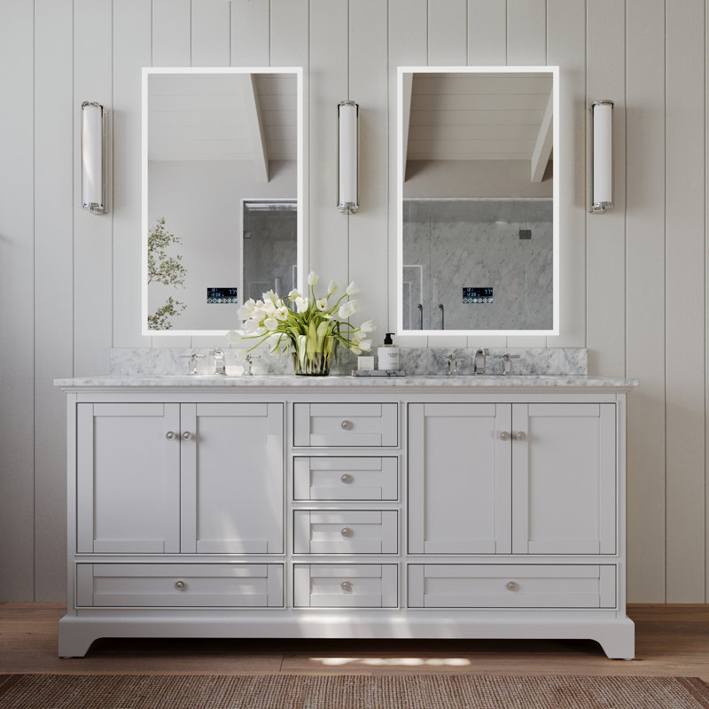 Audrey 72'' W Double Vanity, White| Brushed Nickel