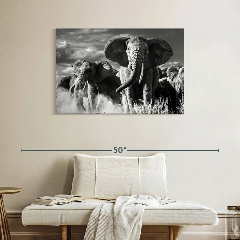 Brampt Elephant Sunset March, 26" H x 39" W