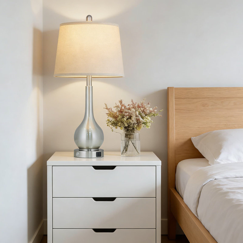 Ensemble de 2 lampes de table modernes avec ports de charge USB, lampe de chevet à intensité variable à 3 voies pour la chambre à coucher et le salon, comprenant des ampoules DEL