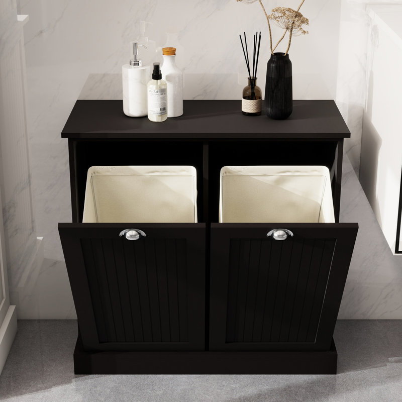 Trieur de linge noir E1, deux compartiments, enduit, sacs amovibles, capacité de charge de 100 lb, assemblage requis avec sac à vis et compartiments de classificateur de perceuse électrique - coque peinte
