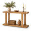Console moderne en placage de pin aux bords arrondis, avec étagère ouverte et pieds en bois massif, idéale pour un hall d'entrée, un salon, un corridor ou un dossier de canapé.