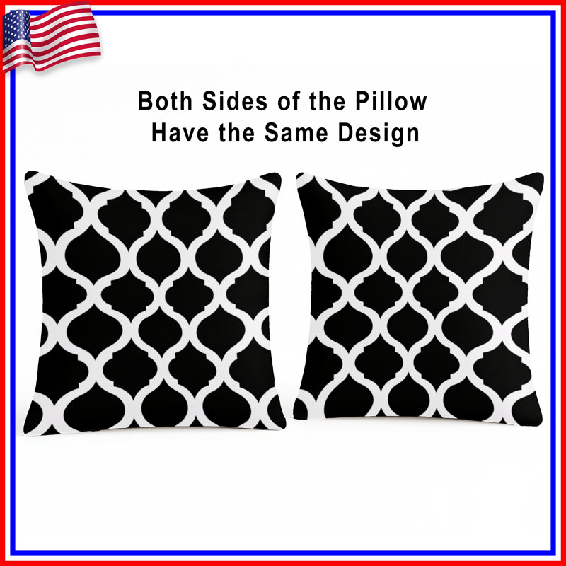 Black White Trellis Double Sided Throw Pillows, 16 x 16 inches