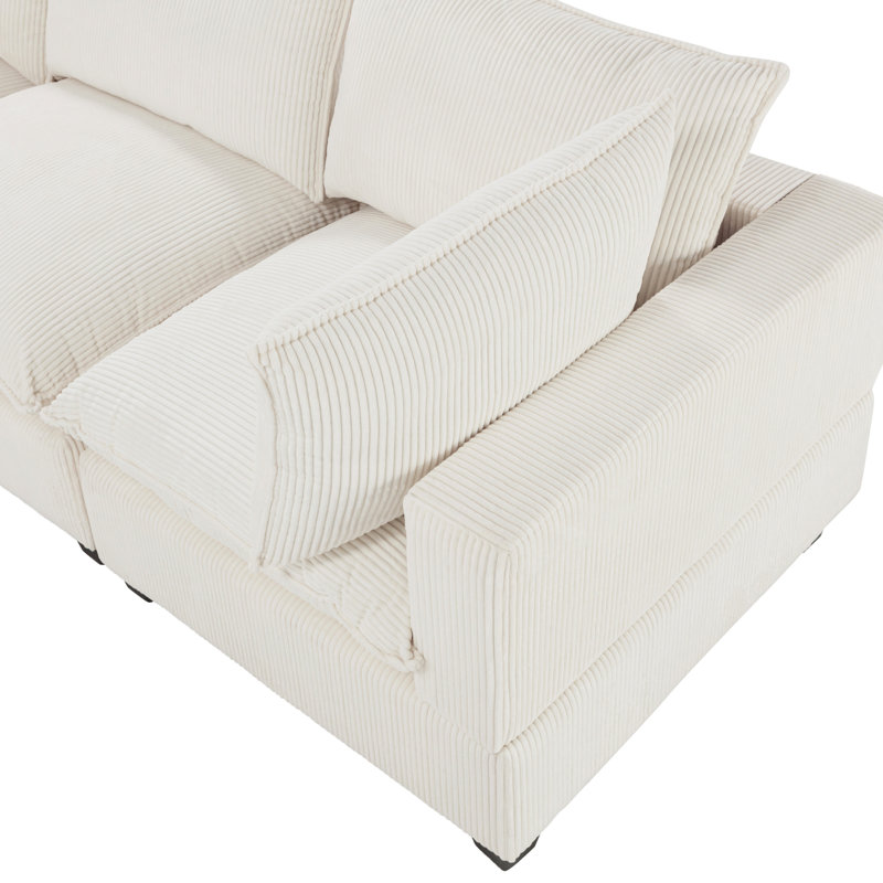 Somerdale Modern 6-Piece Armless Pit Sectional Sofa, White Corduroy