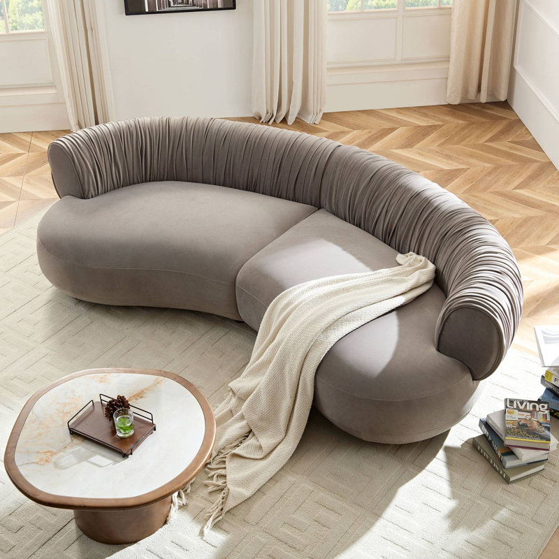 102.36" Modular Curved Oversized Polyester Sectional (Gray-2)