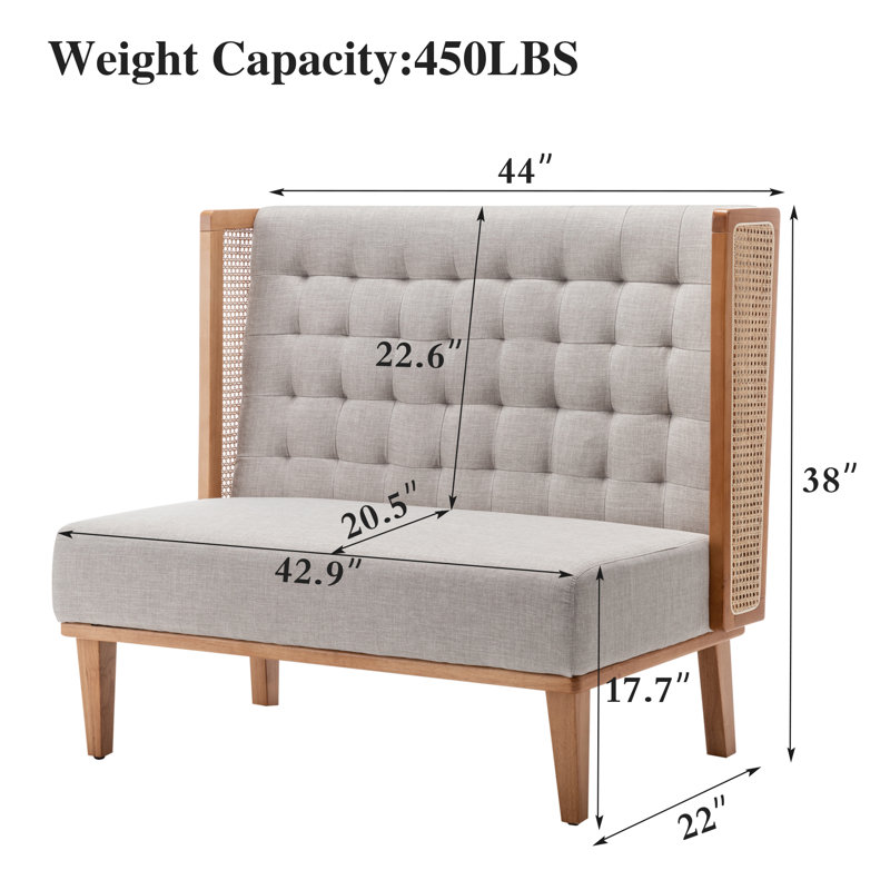 Aaronda 44'' Reception Loveseat, Grey