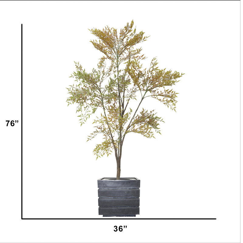Bambou artificiel 76 po en pot, Gris